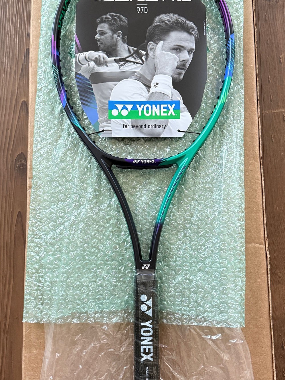 Yonex Vcore97D Tennis Racket in Teal, Purple and Black